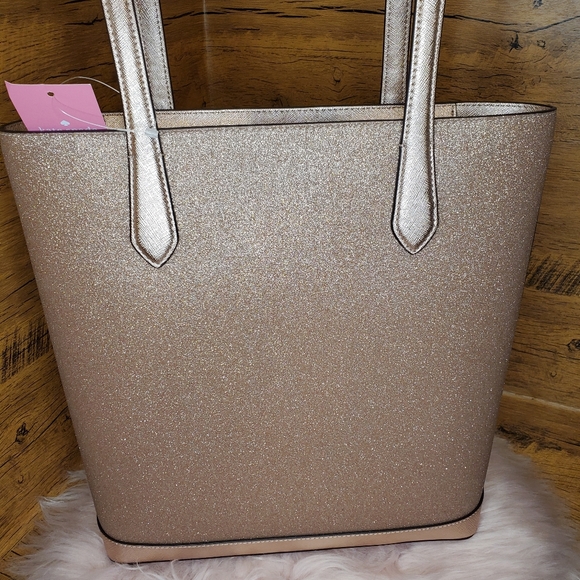 NWT kate spade Tinsel rose gold Glitter Shoulder Tote Bag Handbag Holiday - Picture 4 of 6